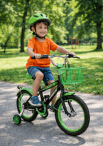 Bicicletă Copii 16 Inch, Roți Ajutătoare, Frână Mână, Verde - imagine 4