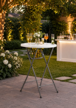 Masă de bar cocktail pliabilă albă Ø80x110 cm - imagine 3
