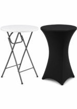 Set masă de bar cocktail pliabilă cu husă neagră Ø80x110 cm