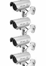 Set 4 Camere de Supraveghere False Tip CCD cu LED Rosu Intermitent – Design Realist pentru Interior si Exterior
