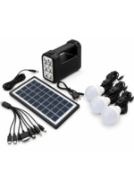 Kit solar iluminat GDLite GD-1000A, 4 becuri LED, radio FM, Bluetooth, MP3, lanternă și încărcare USB